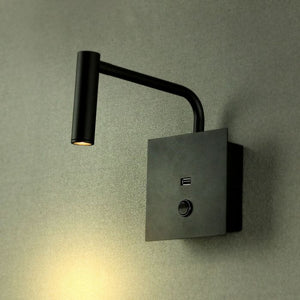 V-TAC  LAMPADA DA MURO WALL LIGHT LED CREE 3W COLORE NERO CON USB