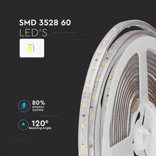 Carica l'immagine nel visualizzatore di Gallery, V-TAC STRISCIA LED 3528 IMPERMEABILE MONOCOLORE 60LED/METRO
