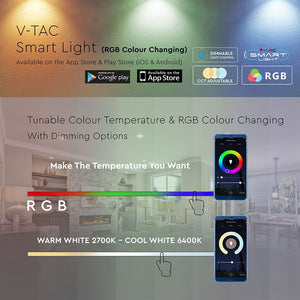 V-TAC SMART LAMPADINA LED WI-FI E27 15W BULB A65 RGB+W 4IN1 DIMMERABILE