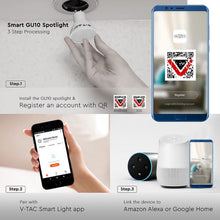 Cargar imagen en el visor de la galería, V-TAC LAMPADINA LED WI-FI GU10 4,5W FARETTO SPOTLIGHT 110° RGB+W 4IN1 DIMMERABILE