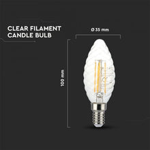 Cargar imagen en el visor de la galería, V-TAC LAMPADINA LED E14 4W CANDELA TWIST FILAMENT CHIP SAMSUNG