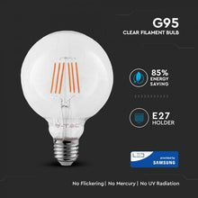 Carica l'immagine nel visualizzatore di Gallery, V-TAC LAMPADINA LED E27 6W GLOBO G95 CHIP SAMSUNG