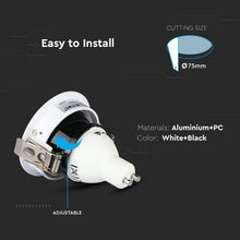 Cargar imagen en el visor de la galería, V-TAC  PORTAFARETTO ORIENTABILE ROTONDO DA INCASSO PER LAMPADINE GU10 E GU5.3