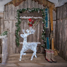 Carica l'immagine nel visualizzatore di Gallery, Renna luminosa galoppante con cristalli trasparenti, led bianco freddo