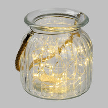 Carica l'immagine nel visualizzatore di Gallery, Vaso con luci in vetro con 40 lucine bianco caldo