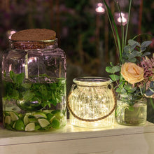 Carica l'immagine nel visualizzatore di Gallery, Vaso con luci in vetro con 40 lucine bianco caldo