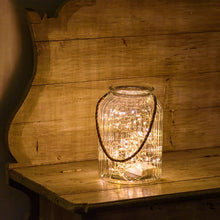 Carica l'immagine nel visualizzatore di Gallery, Vaso con luci in vetro con 120 lucine bianco caldo