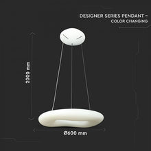 Cargar imagen en el visor de la galería, V-TAC LAMPADARIO LED A SOSPENSIONE BIANCO FORMA CIRCOLARE CON TELECOMANDO