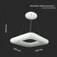 Cargar imagen en el visor de la galería, V-TAC LAMPADARIO LED A SOSPENSIONE BIANCA FORMA QUADRATA CON TELECOMANDO