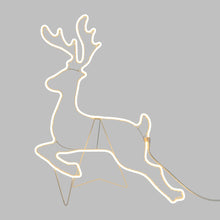 Carica l'immagine nel visualizzatore di Gallery, Renna galoppante effetto neon h 85 cm, led bianco caldo e freddo