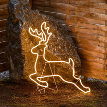 Carica l'immagine nel visualizzatore di Gallery, Renna galoppante effetto neon h 85 cm, led bianco caldo e freddo