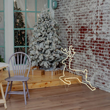 Carica l'immagine nel visualizzatore di Gallery, Renna galoppante effetto neon h 85 cm, led bianco caldo e freddo