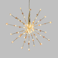 Cargar imagen en el visor de la galería, Stella luminosa con decorazioni rosa, 60 microled bianco caldo