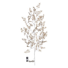 Carica l'immagine nel visualizzatore di Gallery, Ramo con foglie glitter oro, 64 led bianco caldo