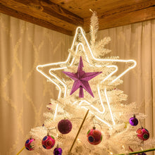 Carica l'immagine nel visualizzatore di Gallery, Stella effetto neon doppio profilo Ø 50 cm, led bianco caldo