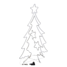 Carica l'immagine nel visualizzatore di Gallery, Albero Natale effetto neon con stelline h 115 cm, led bianco caldo