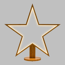 Carica l'immagine nel visualizzatore di Gallery, Stella con base in legno naturale, 55 cm, led bianco caldo