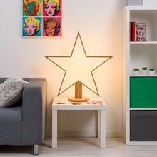 Carica l'immagine nel visualizzatore di Gallery, Stella con base in legno naturale, 75 cm, led bianco caldo