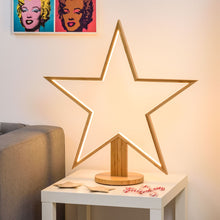 Carica l'immagine nel visualizzatore di Gallery, Stella con base in legno naturale, 75 cm, led bianco caldo