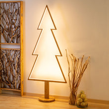 Carica l&#39;immagine nel visualizzatore di Gallery, Abete di Natale in legno naturale con base, 170 cm, led bianco caldo
