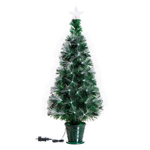 Carica l'immagine nel visualizzatore di Gallery, Albero artificiale verde, fibre ottiche multicolor, 100 cm, led bianco caldo e RGB