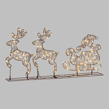 Carica l'immagine nel visualizzatore di Gallery, Babbo su slitta con Renne, microled bianco caldo