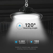 Cargar imagen en el visor de la galería, V-TAC LAMPADA INDUSTRIALE LED UFO SHAPE 150W SMD 120° DIMMERABILE CHIP SAMSUNG
