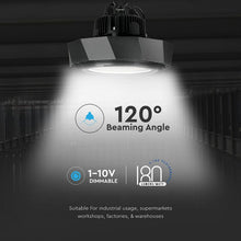 Carica l&#39;immagine nel visualizzatore di Gallery, V-TAC LAMPADA INDUSTRIALE LED 100W SMD DIMMERABILE HIGH BAY CHIP SAMSUNG
