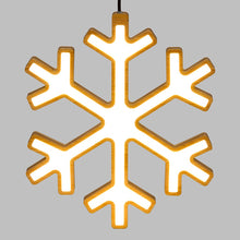 Carica l'immagine nel visualizzatore di Gallery, Fiocco di neve in legno naturale, 30 cm, led bianco caldo