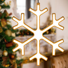 Carica l'immagine nel visualizzatore di Gallery, Fiocco di neve in legno naturale, 45 cm, led bianco caldo