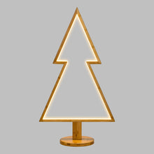 Carica l'immagine nel visualizzatore di Gallery, Abete di Natale in legno naturale con base, 90 cm, led bianco caldo