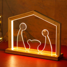 Carica l'immagine nel visualizzatore di Gallery, Natività Plexi in legno naturale, 23,5 cm, led bianco caldo