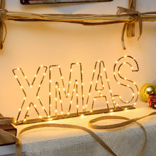 Carica l'immagine nel visualizzatore di Gallery, Scritta luminosa led XMAS color rame, bianco caldo