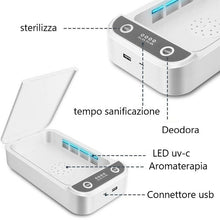 Carica l'immagine nel visualizzatore di Gallery, IGIENIZZATORE LAMPADA RAGGI UV PORTATILE ANTIBATTERICA PER IGIENIZZARE MASCHERINE CON AROMATERAPIA