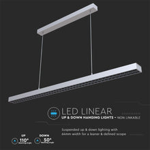 Cargar imagen en el visor de la galería, V-TAC LAMPADA LED A SOSPENSIONE LINEAR LIGHT 60W CHIP SAMSUNG WHITE BODY DIMMERABILE