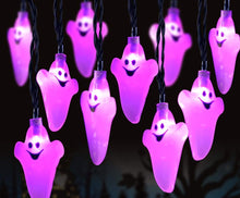 Cargar imagen en el visor de la galerÃa, STRISCIA LED FANTASMINI VIOLA 3.5M 20LED con 8 Modalità Lampeggianti a batteria