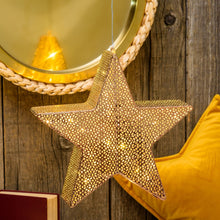 Carica l'immagine nel visualizzatore di Gallery, Stella in metallo traforato rame Ø 30 cm, led bianco caldo