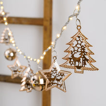 Carica l'immagine nel visualizzatore di Gallery, Catena luminosa con decori rame o champagen, microled bianco caldo