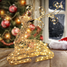 Cargar imagen en el visor de la galería, Renna luminosa sdraiata 30 cm, microled bianco caldo