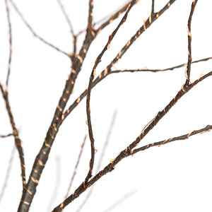 Albero marrone con tronco e base rotonda, microled bianco caldo