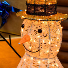 Carica l'immagine nel visualizzatore di Gallery, Pupazzo di Neve 3D crema e marrone 70 cm, led bianco extra caldo