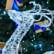 Carica l'immagine nel visualizzatore di Gallery, Renna con slitta 3D in acrilico trasparente, 220 led bianco freddo, timer