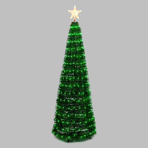 Albero conico ripiegabile in finto pino h. 180 cm, 304 Gocce di luce led RGB cambiacolore