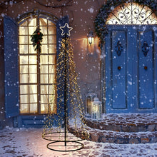 Carica l'immagine nel visualizzatore di Gallery, Albero conico ripiegabile con 1500 led bianco caldo, h 200 cm, cavo verde