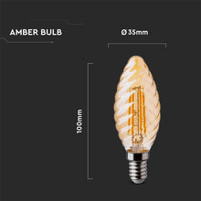 Cargar imagen en el visor de la galería, V-TAC LAMPADINA LED E14 4W CANDELA TWIST FILAMENTO AMBRATA