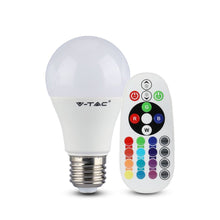 Carica l'immagine nel visualizzatore di Gallery, V-TAC LAMPADINA LED E27 6W BULB A60 RGB+W CON TELECOMANDO