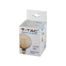 Carica l'immagine nel visualizzatore di Gallery, V-TAC LAMPADINA LED E27 4W GLOBO G125 AMBRATA CON INCISIONI LASER