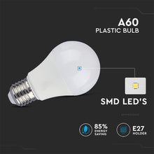 Carica l'immagine nel visualizzatore di Gallery, V-TAC LAMPADINA LED E27 10W BULB A60 CRI ≥95