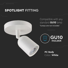Cargar imagen en el visor de la galería, V-TAC PORTAFARETTO ROTONDO PER FARETTO LED SPOTLIGHT GU10 CON TESTINA ORIENTABILE
