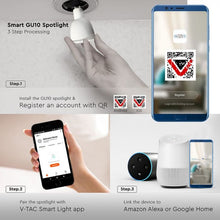 Carica l'immagine nel visualizzatore di Gallery, V-TAC LAMPADINA LED WI-FI GU10 FARETTO 4,5W TRICOLOR DIMMERABILE 110°